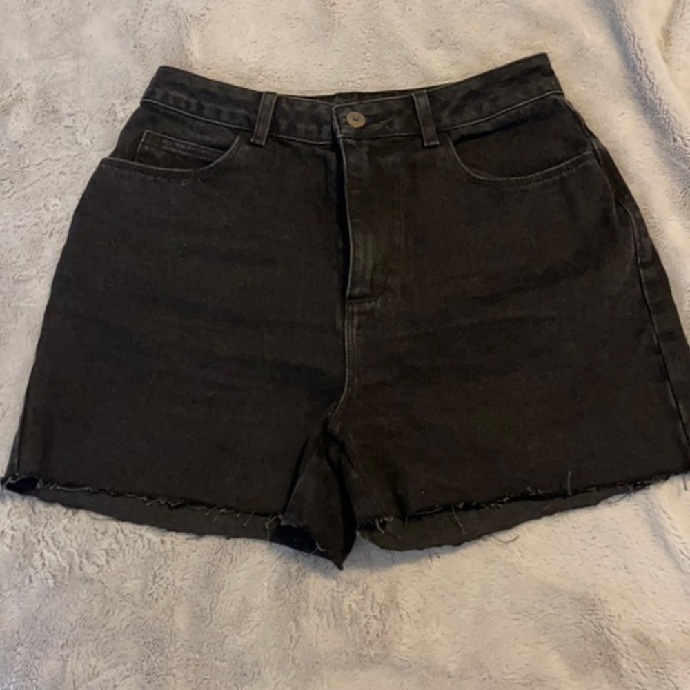Collusion black denim shorts